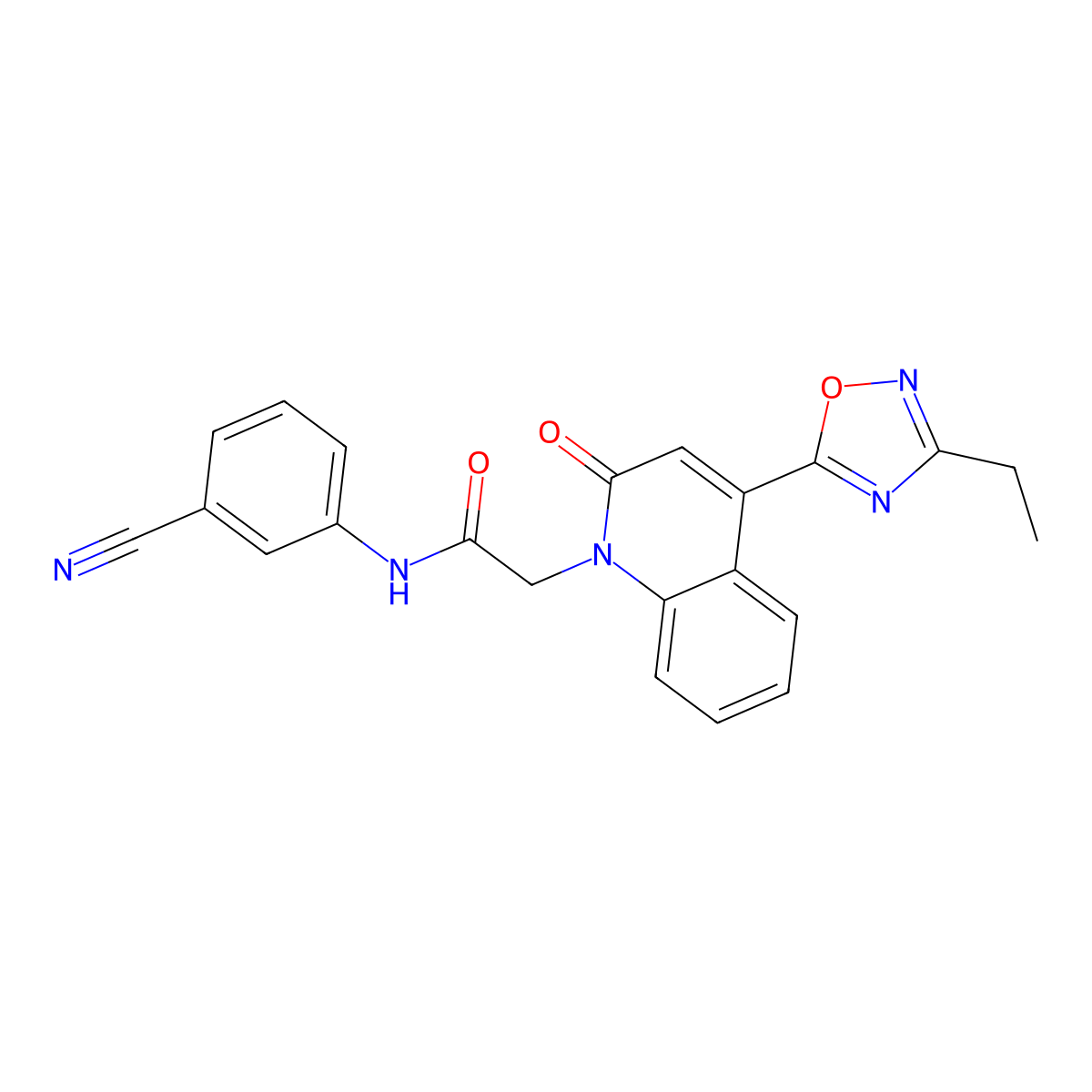 N-(3-cyanophenyl)-2-(4-(3-ethyl-1,2,4-oxadiazol-5-yl)-2-oxoquinolin-1(2H)-yl)acetamide molecular structure, CAS 1251548-05-6