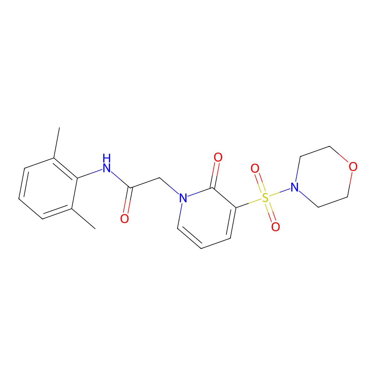 N-(2,6-dimethylphenyl)-2-(3-(morpholinosulfonyl)-2-oxopyridin-1(2H)-yl)acetamide molecular structure, CAS 1251548-17-0