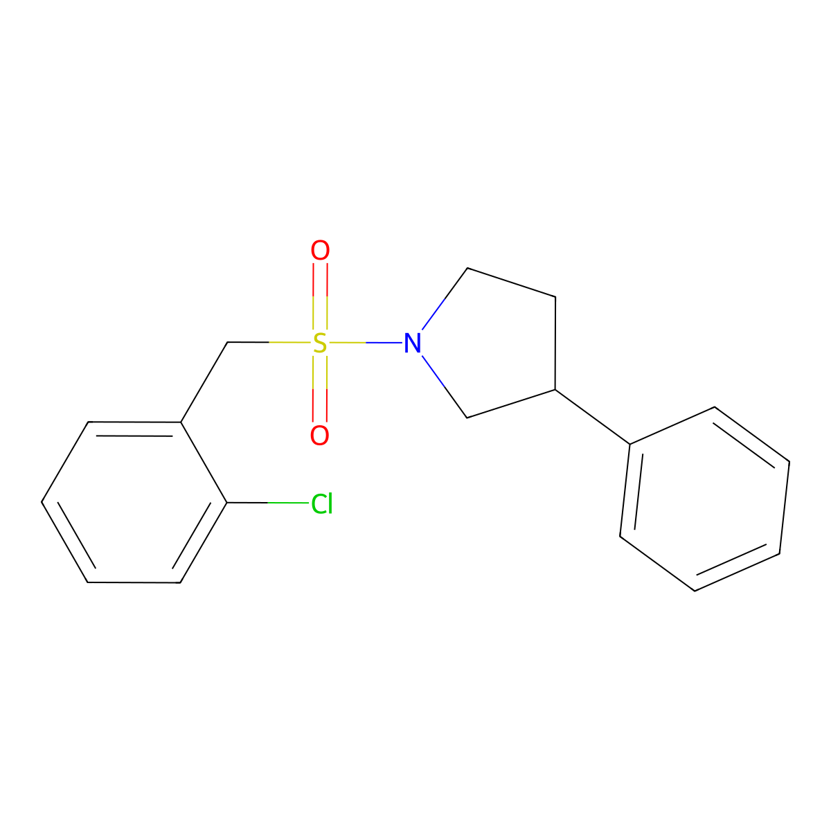 1-((2-Chlorobenzyl)sulfonyl)-3-phenylpyrrolidine molecular structure, CAS 1251548-23-8
