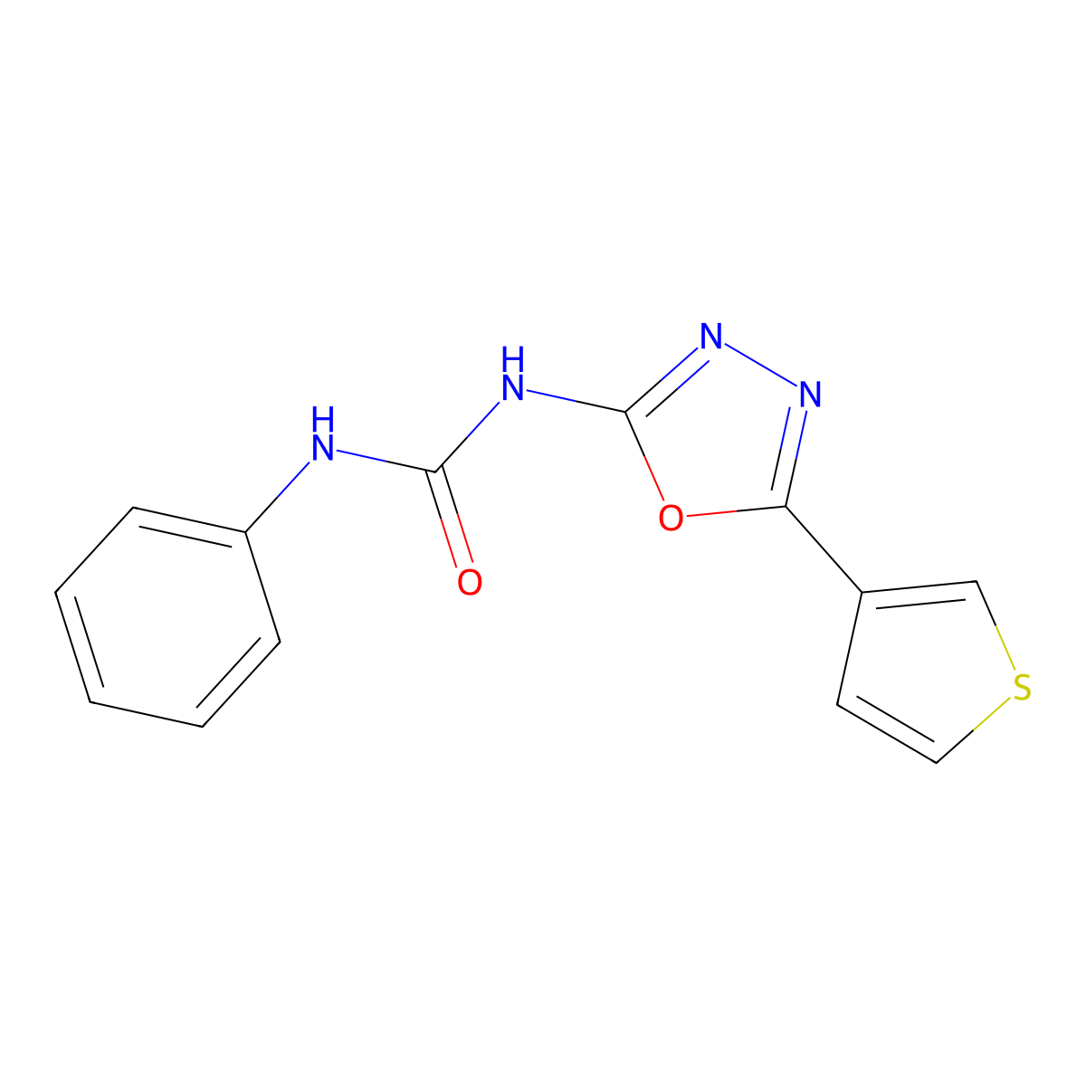 1-Phenyl-3-[5-(thiophen-3-yl)-1,3,4-oxadiazol-2-yl]urea molecular structure, CAS 1251548-30-7