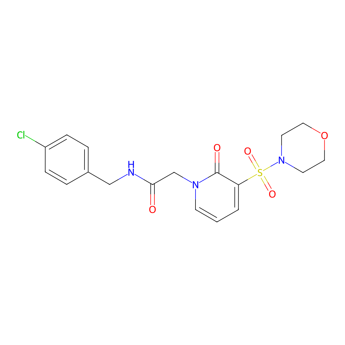 N-(4-chlorobenzyl)-2-(3-(morpholinosulfonyl)-2-oxopyridin-1(2H)-yl)acetamide molecular structure, CAS 1251548-31-8