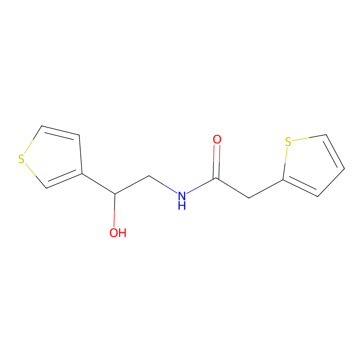 N-(2-hydroxy-2-(thiophen-3-yl)ethyl)-2-(thiophen-2-yl)acetamide molecular structure, CAS 1251548-36-3