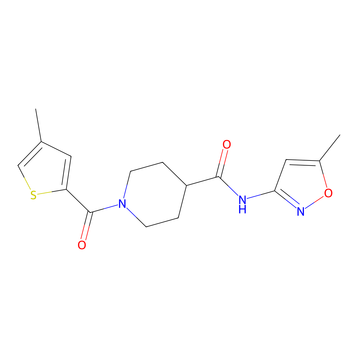 N-(5-methylisoxazol-3-yl)-1-(4-methylthiophene-2-carbonyl)piperidine-4-carboxamide molecular structure, CAS 1251548-37-4