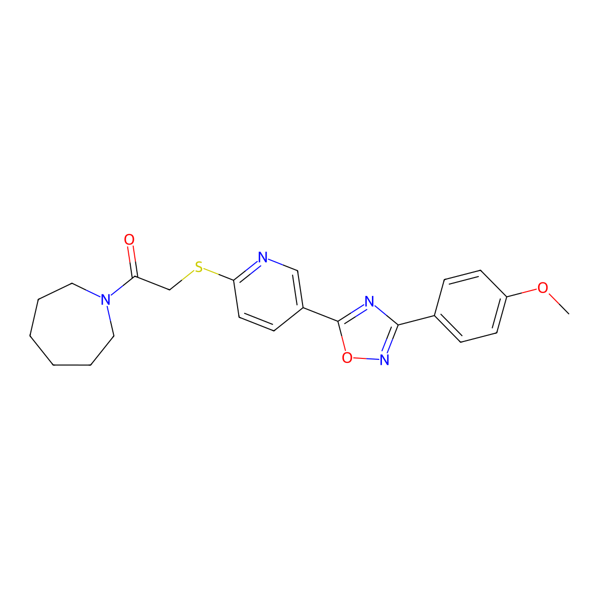 1-(Azepan-1-yl)-2-((5-(3-(4-methoxyphenyl)-1,2,4-oxadiazol-5-yl)pyridin-2-yl)thio)ethanone molecular structure, CAS 1251548-47-6