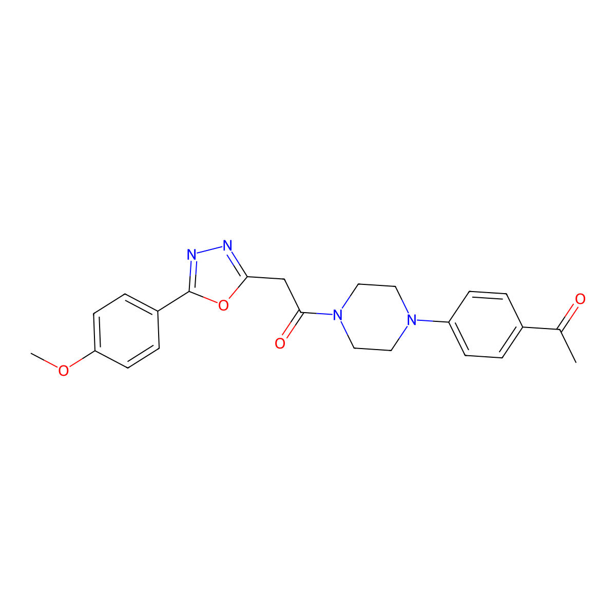 1-(4-(4-Acetylphenyl)piperazin-1-yl)-2-(5-(4-methoxyphenyl)-1,3,4-oxadiazol-2-yl)ethanone molecular structure, CAS 1251548-51-2