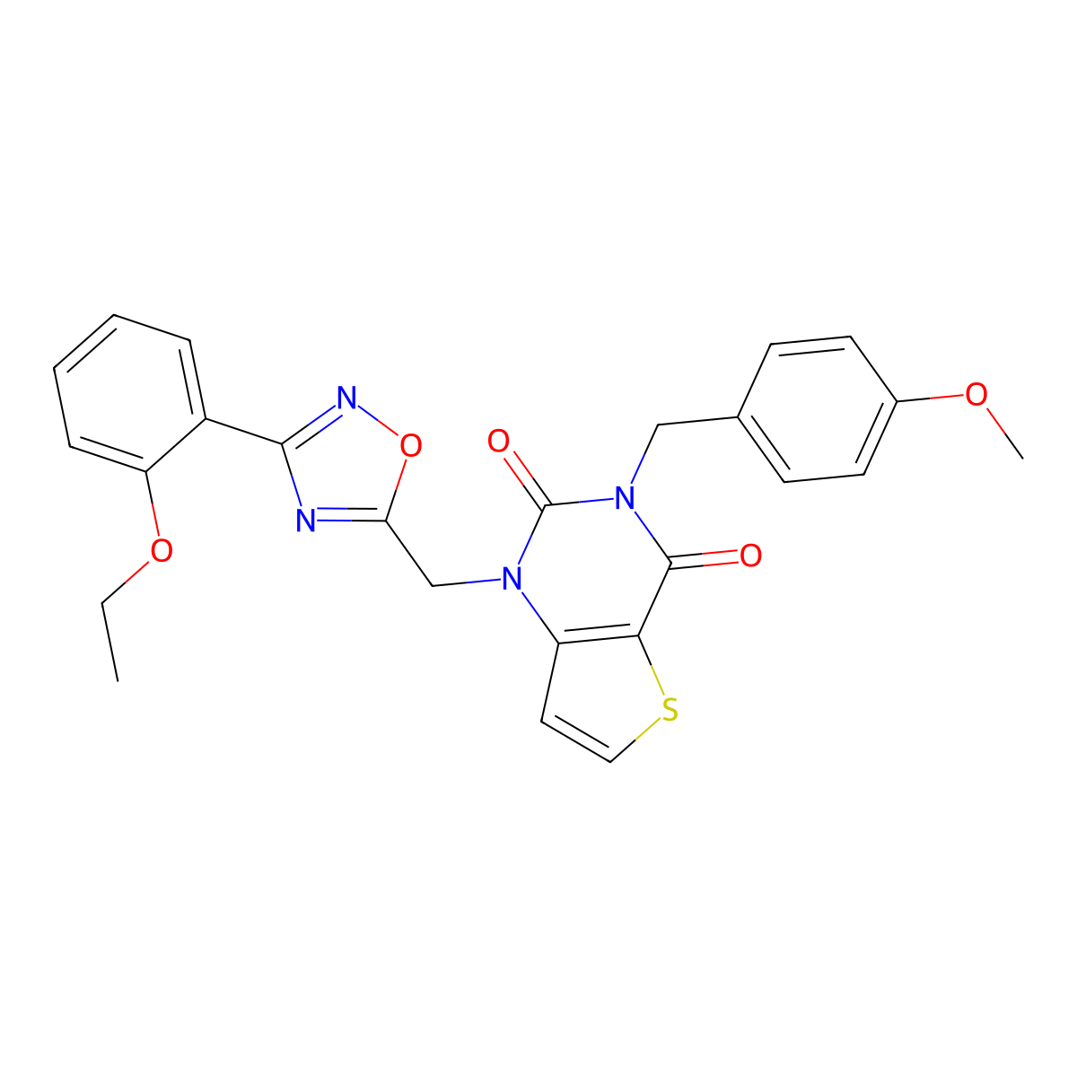 1-{[3-(2-ethoxyphenyl)-1,2,4-oxadiazol-5-yl]methyl}-3-[(4-methoxyphenyl)methyl]-1H,2H,3H,4H-thieno[3,2-d]pyrimidine-2,4-dione molecular structure, CAS 1251548-56-7
