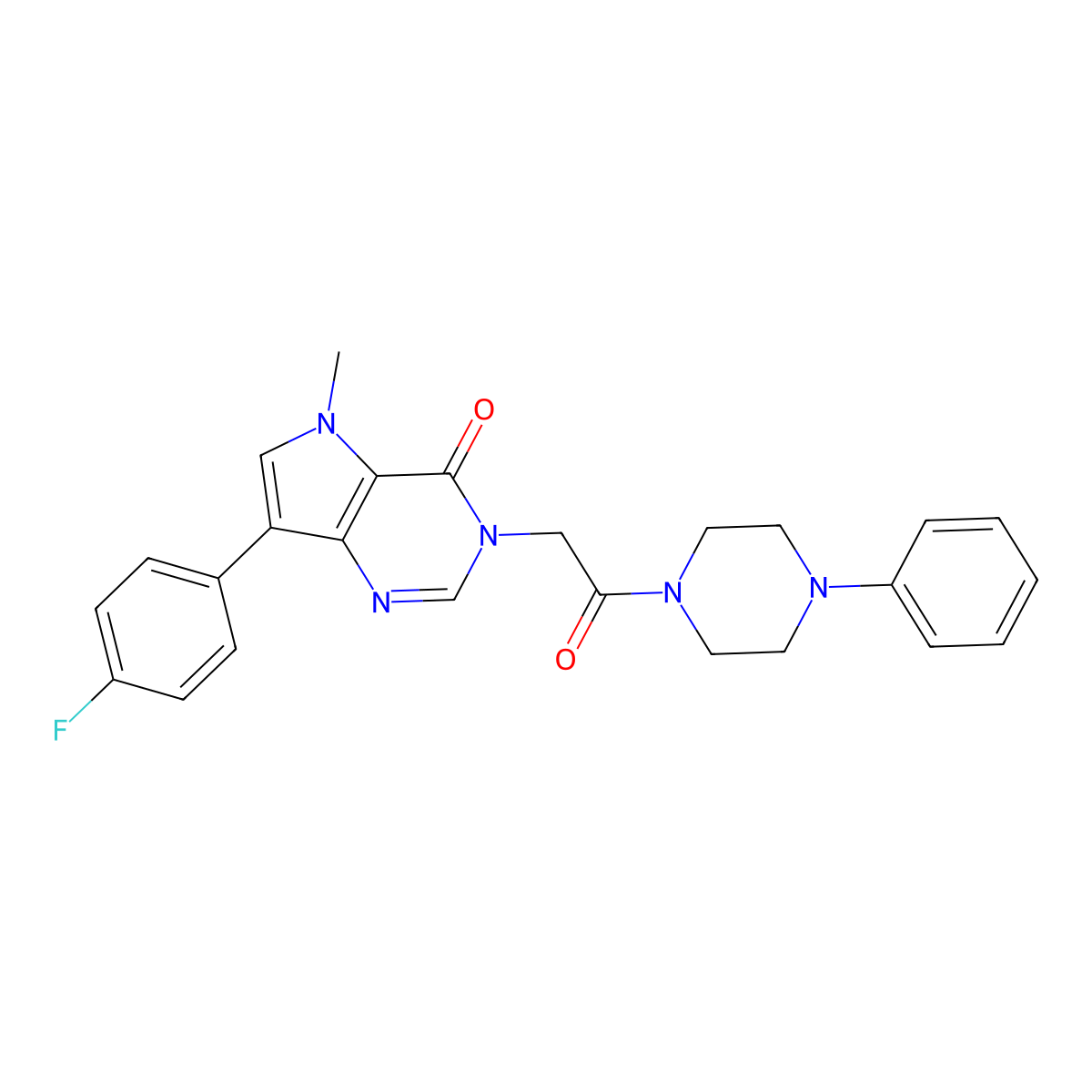 7-(4-fluorophenyl)-5-methyl-3-(2-oxo-2-(4-phenylpiperazin-1-yl)ethyl)-3H-pyrrolo[3,2-d]pyrimidin-4(5H)-one molecular structure, CAS 1251548-64-7