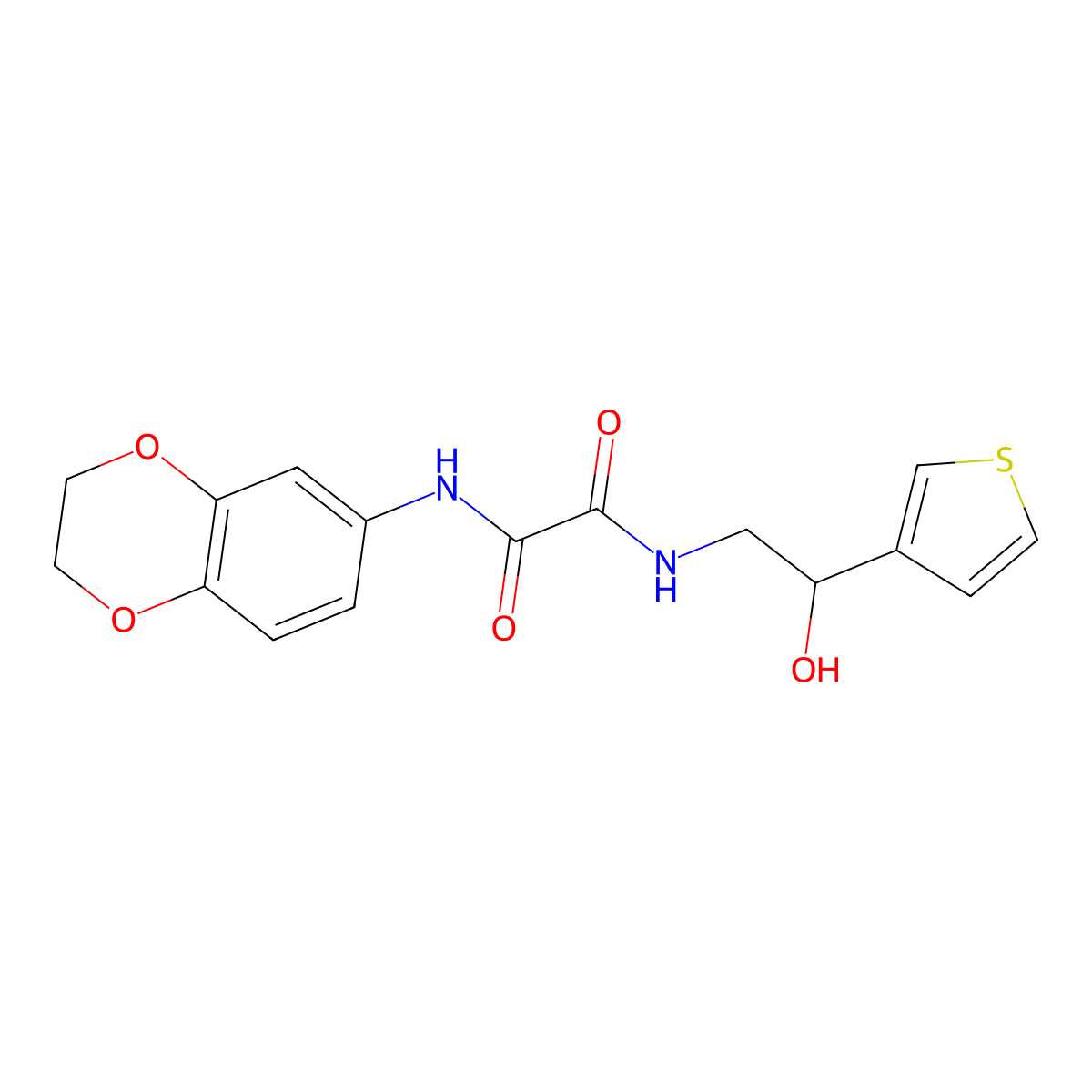 N1-(2,3-dihydrobenzo[b][1,4]dioxin-6-yl)-N2-(2-hydroxy-2-(thiophen-3-yl)ethyl)oxalamide molecular structure, CAS 1251548-65-8