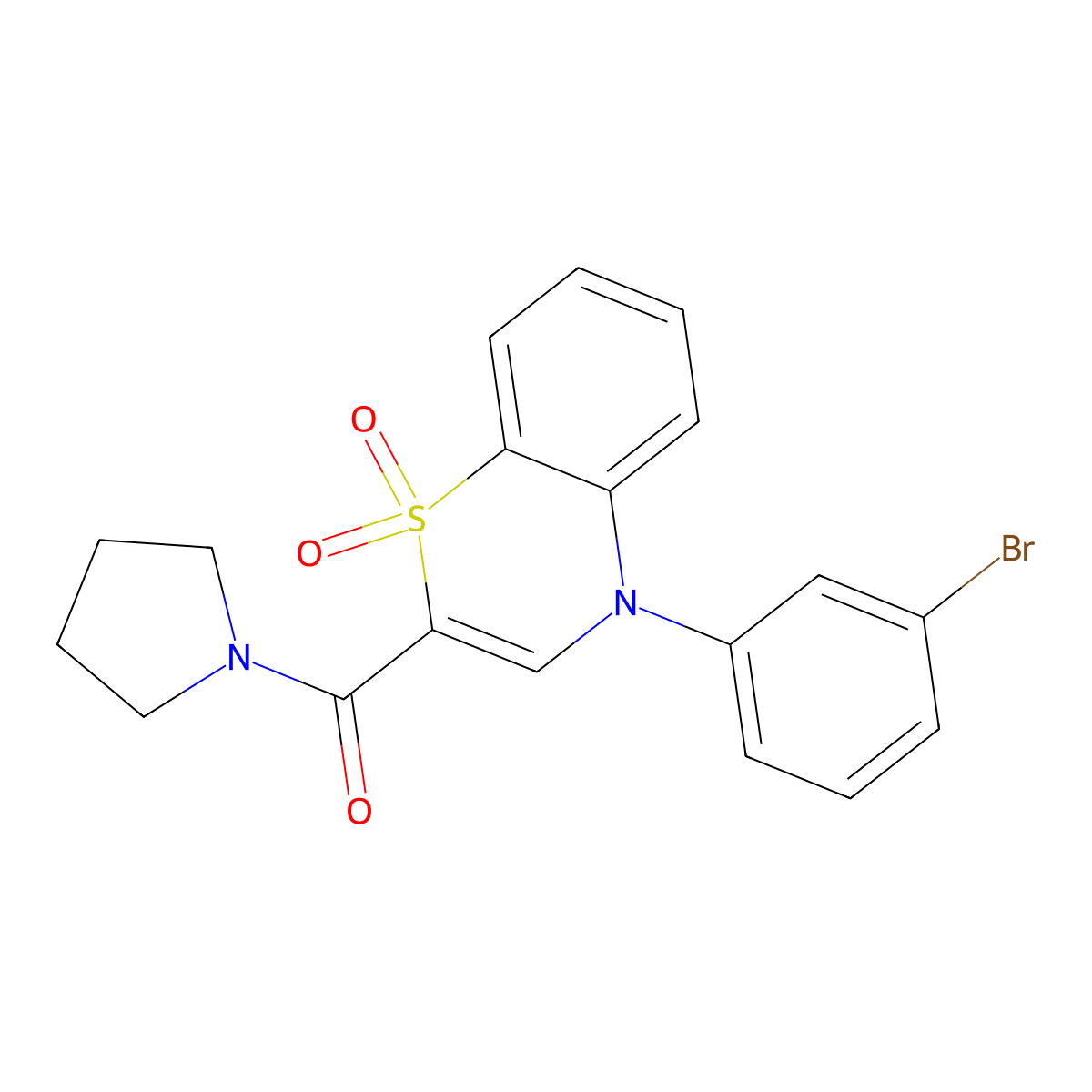 4-(3-bromophenyl)-2-(pyrrolidine-1-carbonyl)-4H-1lambda6,4-benzothiazine-1,1-dione molecular structure, CAS 1251548-68-1