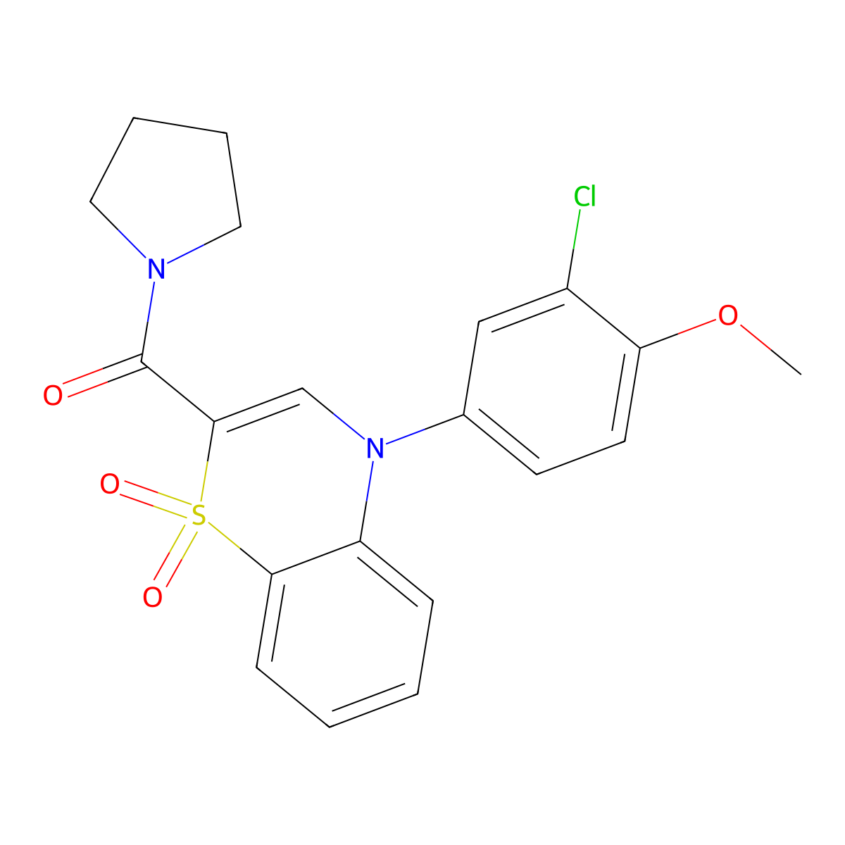 4-(3-chloro-4-methoxyphenyl)-2-(pyrrolidine-1-carbonyl)-4H-1lambda6,4-benzothiazine-1,1-dione molecular structure, CAS 1251548-73-8