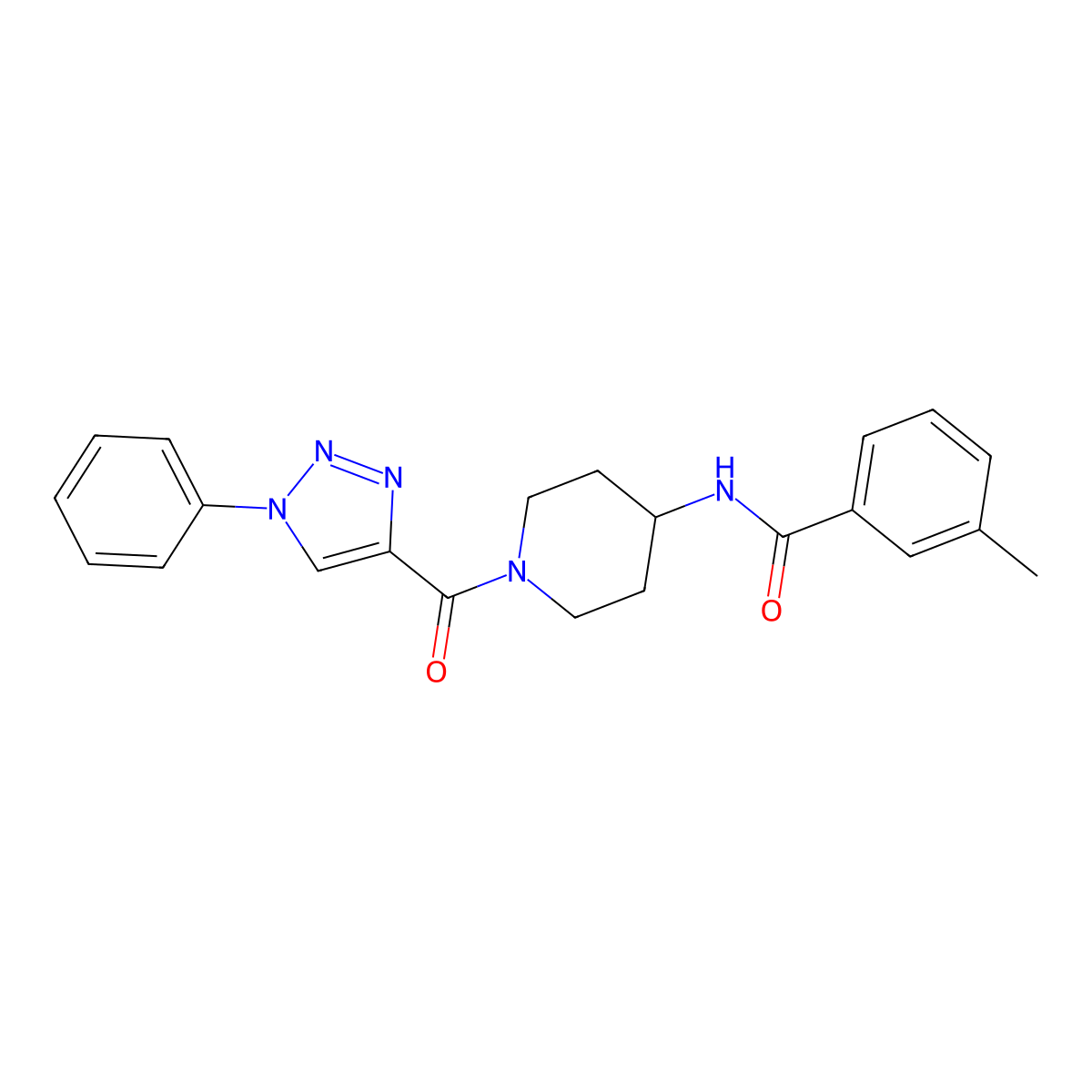 3-methyl-N-(1-(1-phenyl-1H-1,2,3-triazole-4-carbonyl)piperidin-4-yl)benzamide molecular structure, CAS 1251548-74-9