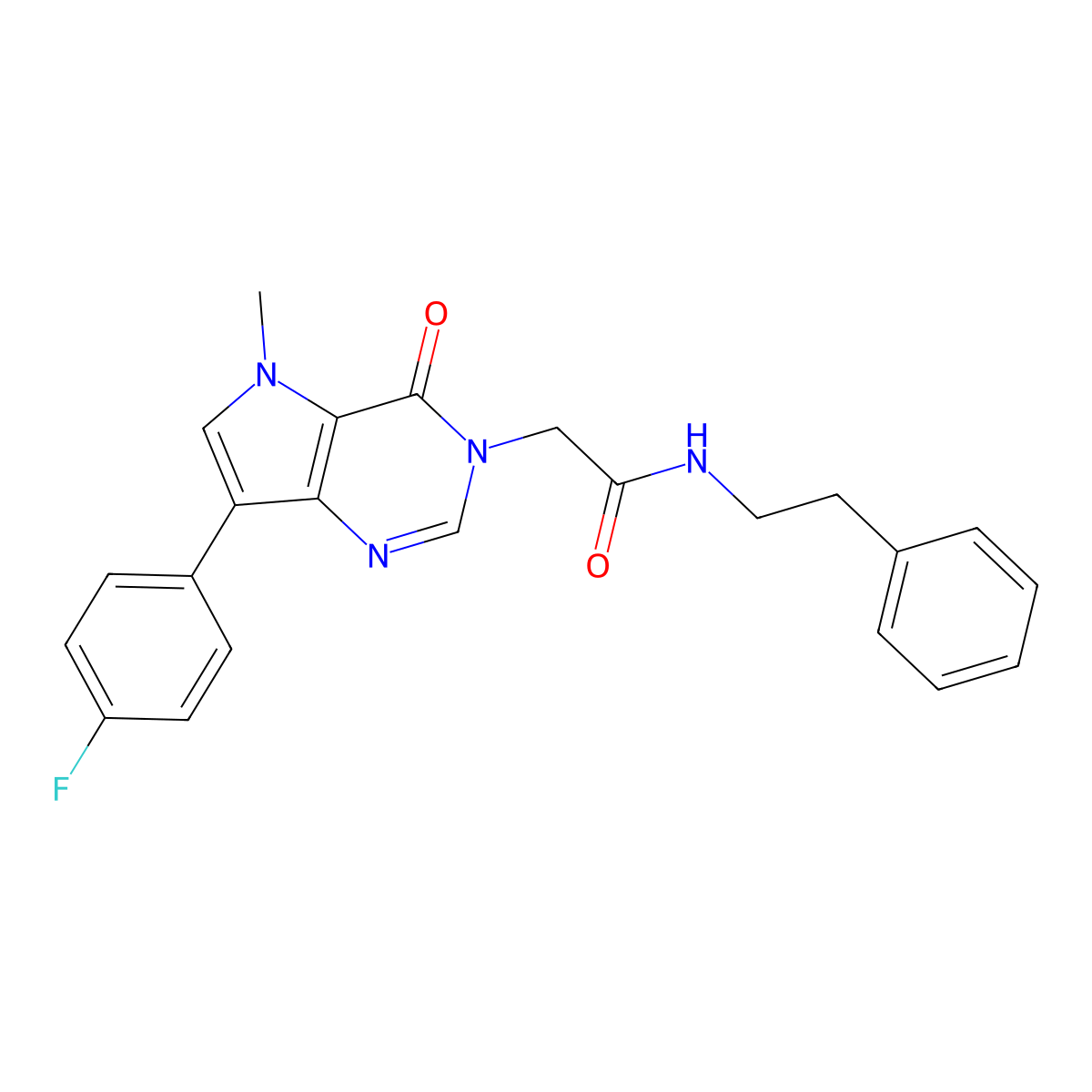 2-(7-(4-fluorophenyl)-5-methyl-4-oxo-4,5-dihydro-3H-pyrrolo[3,2-d]pyrimidin-3-yl)-N-phenethylacetamide molecular structure, CAS 1251548-76-1