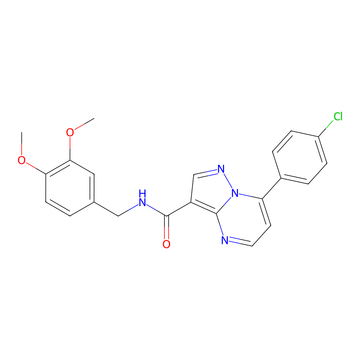 7-(4-chlorophenyl)-N-[(3,4-dimethoxyphenyl)methyl]pyrazolo[1,5-a]pyrimidine-3-carboxamide molecular structure, CAS 1251548-77-2