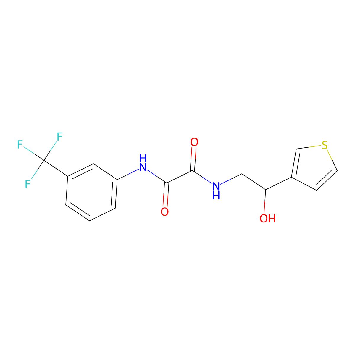 N-[2-hydroxy-2-(thiophen-3-yl)ethyl]-N'-[3-(trifluoromethyl)phenyl]ethanediamide molecular structure, CAS 1251548-83-0
