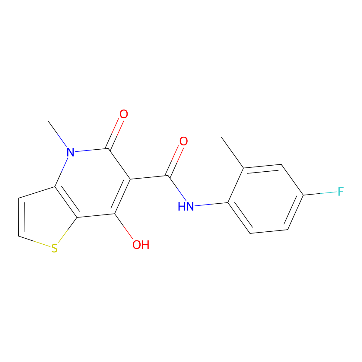 N-(4-fluoro-2-methylphenyl)-7-hydroxy-4-methyl-5-oxo-4,5-dihydrothieno[3,2-b]pyridine-6-carboxamide molecular structure, CAS 1251548-88-5