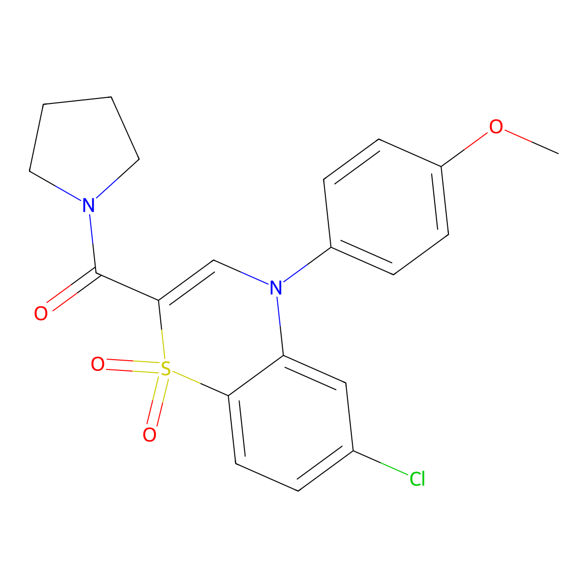 6-chloro-4-(4-methoxyphenyl)-2-(pyrrolidine-1-carbonyl)-4H-1lambda6,4-benzothiazine-1,1-dione molecular structure, CAS 1251548-91-0