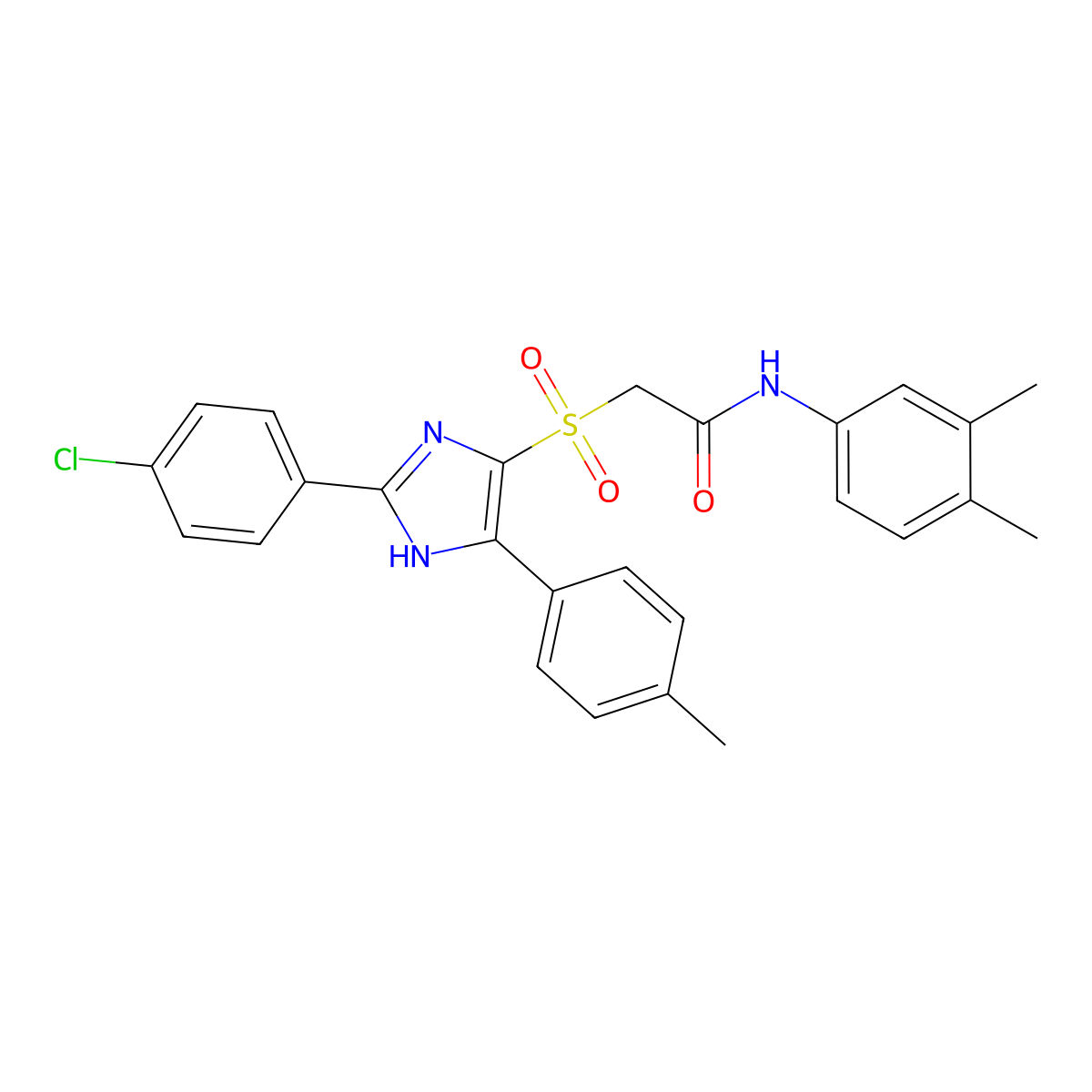 2-{[2-(4-chlorophenyl)-5-(4-methylphenyl)-1H-imidazol-4-yl]sulfonyl}-N-(3,4-dimethylphenyl)acetamide molecular structure, CAS 1251548-96-5