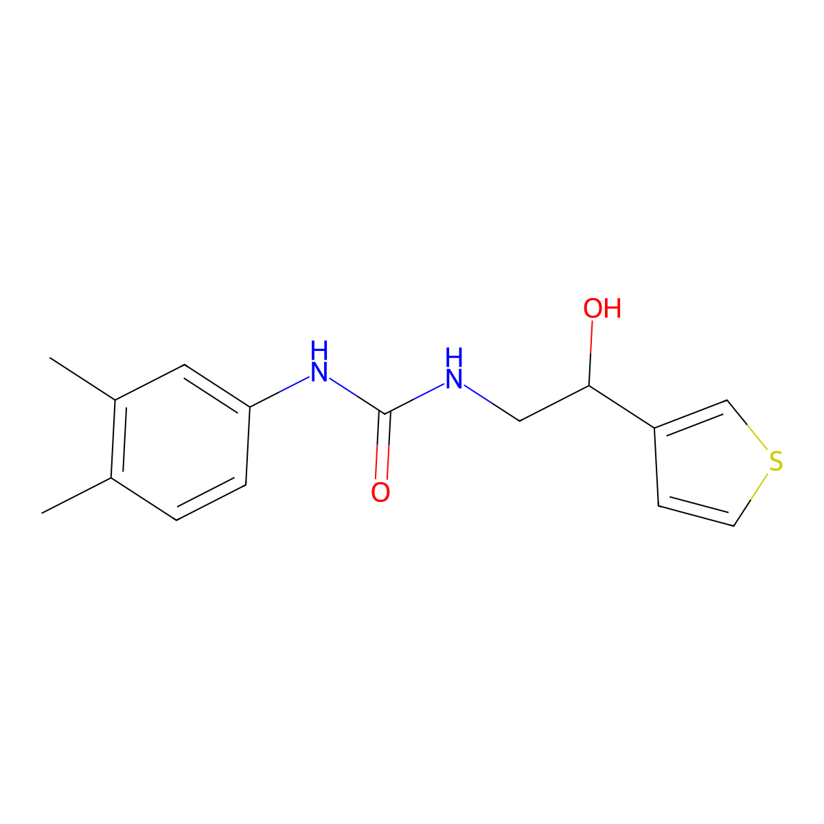 1-(3,4-Dimethylphenyl)-3-[2-hydroxy-2-(thiophen-3-yl)ethyl]urea molecular structure, CAS 1251549-03-7