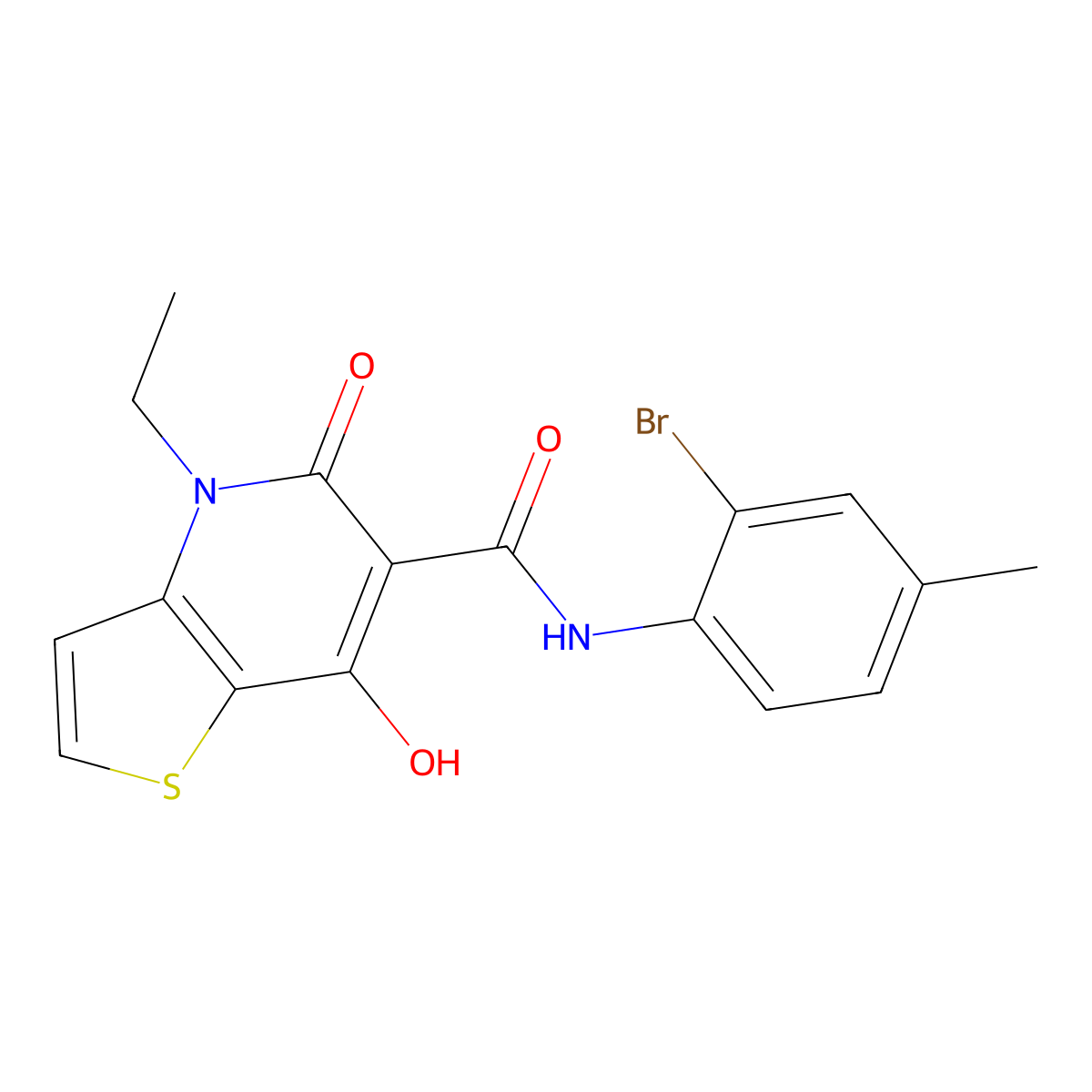 N-(2-bromo-4-methylphenyl)-4-ethyl-7-hydroxy-5-oxo-4H,5H-thieno[3,2-b]pyridine-6-carboxamide molecular structure, CAS 1251549-05-9