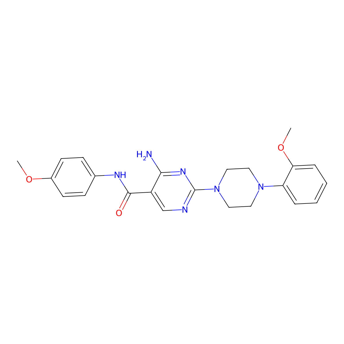4-amino-N-(4-methoxyphenyl)-2-[4-(2-methoxyphenyl)piperazin-1-yl]pyrimidine-5-carboxamide molecular structure, CAS 1251549-06-0
