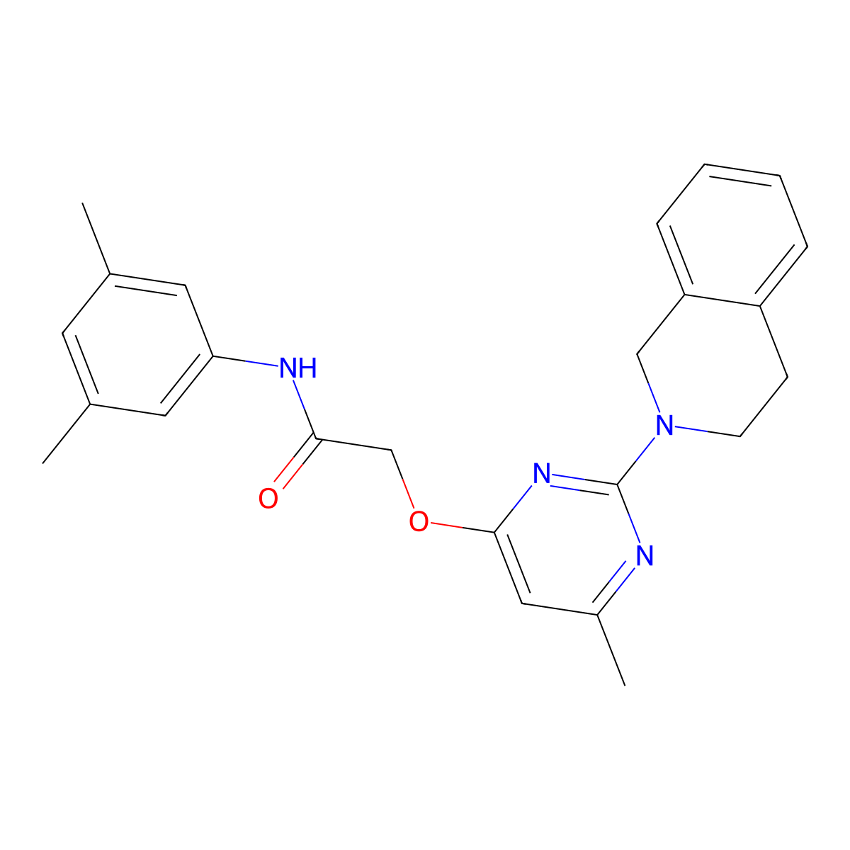 2-{[2-(3,4-dihydroisoquinolin-2(1H)-yl)-6-methylpyrimidin-4-yl]oxy}-N-(3,5-dimethylphenyl)acetamide molecular structure, CAS 1251549-20-8
