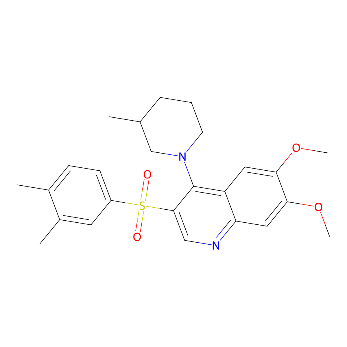 3-((3,4-Dimethylphenyl)sulfonyl)-6,7-dimethoxy-4-(3-methylpiperidin-1-yl)quinoline molecular structure, CAS 1251549-29-7