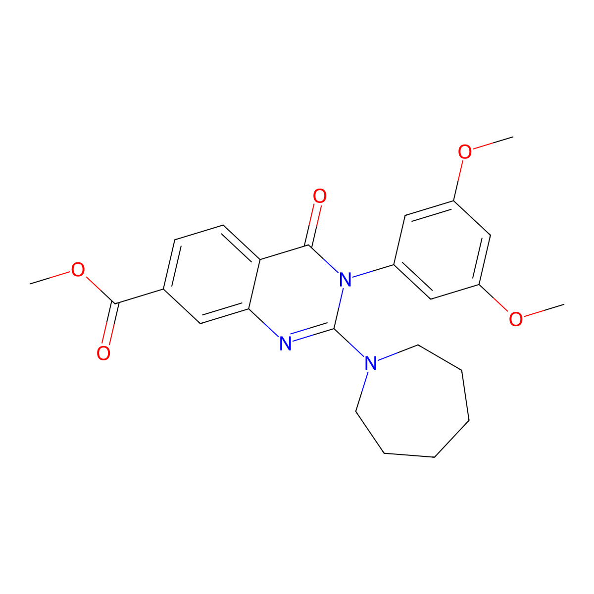 Methyl 2-(azepan-1-yl)-3-(3,5-dimethoxyphenyl)-4-oxo-3,4-dihydroquinazoline-7-carboxylate molecular structure, CAS 1251549-36-6
