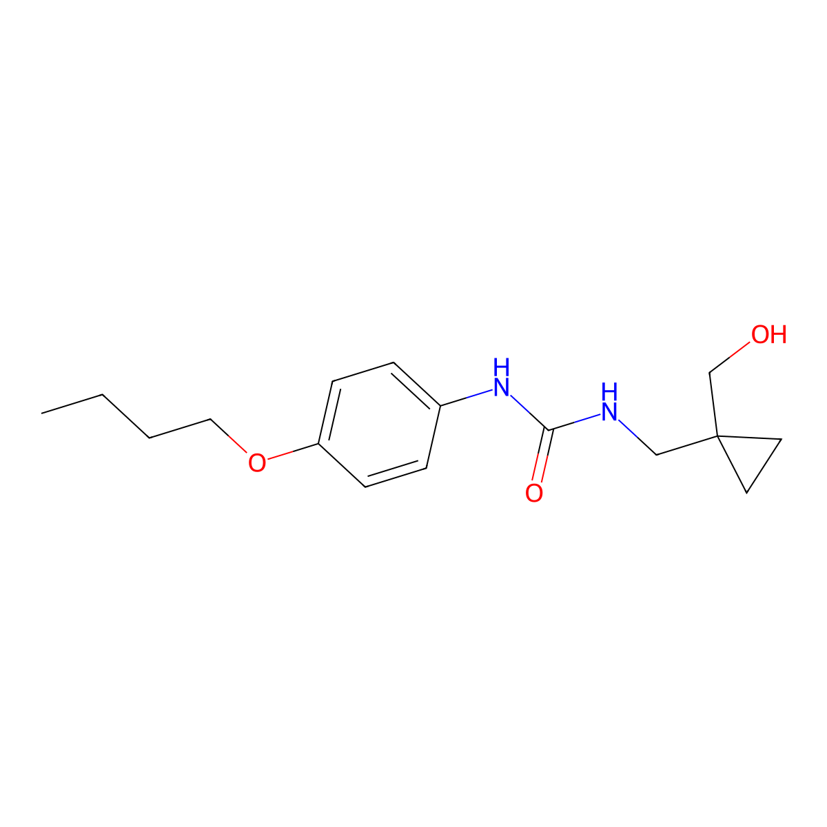 1-(4-Butoxyphenyl)-3-{[1-(hydroxymethyl)cyclopropyl]methyl}urea molecular structure, CAS 1251549-41-3