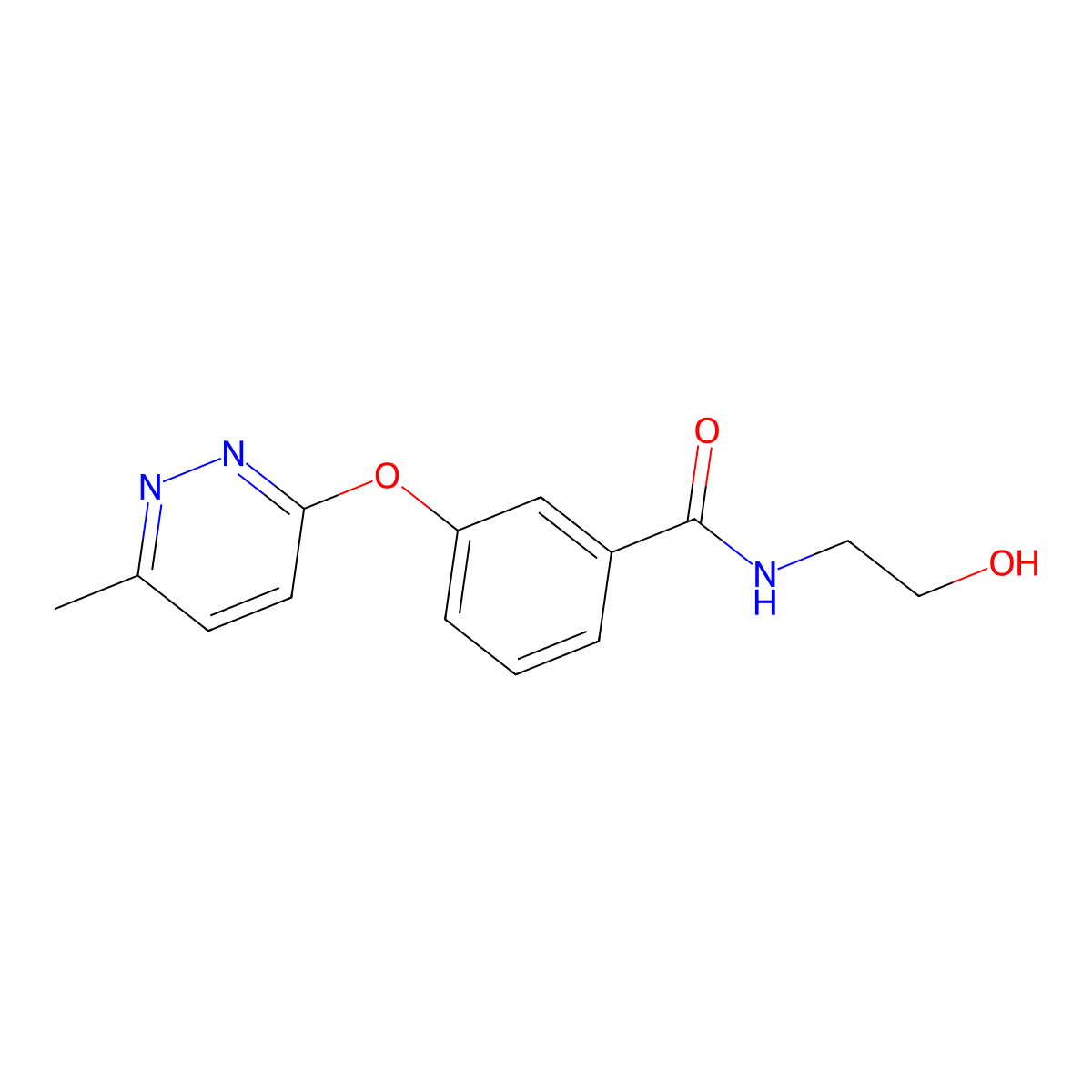 N-(2-hydroxyethyl)-3-((6-methylpyridazin-3-yl)oxy)benzamide molecular structure, CAS 1251549-44-6