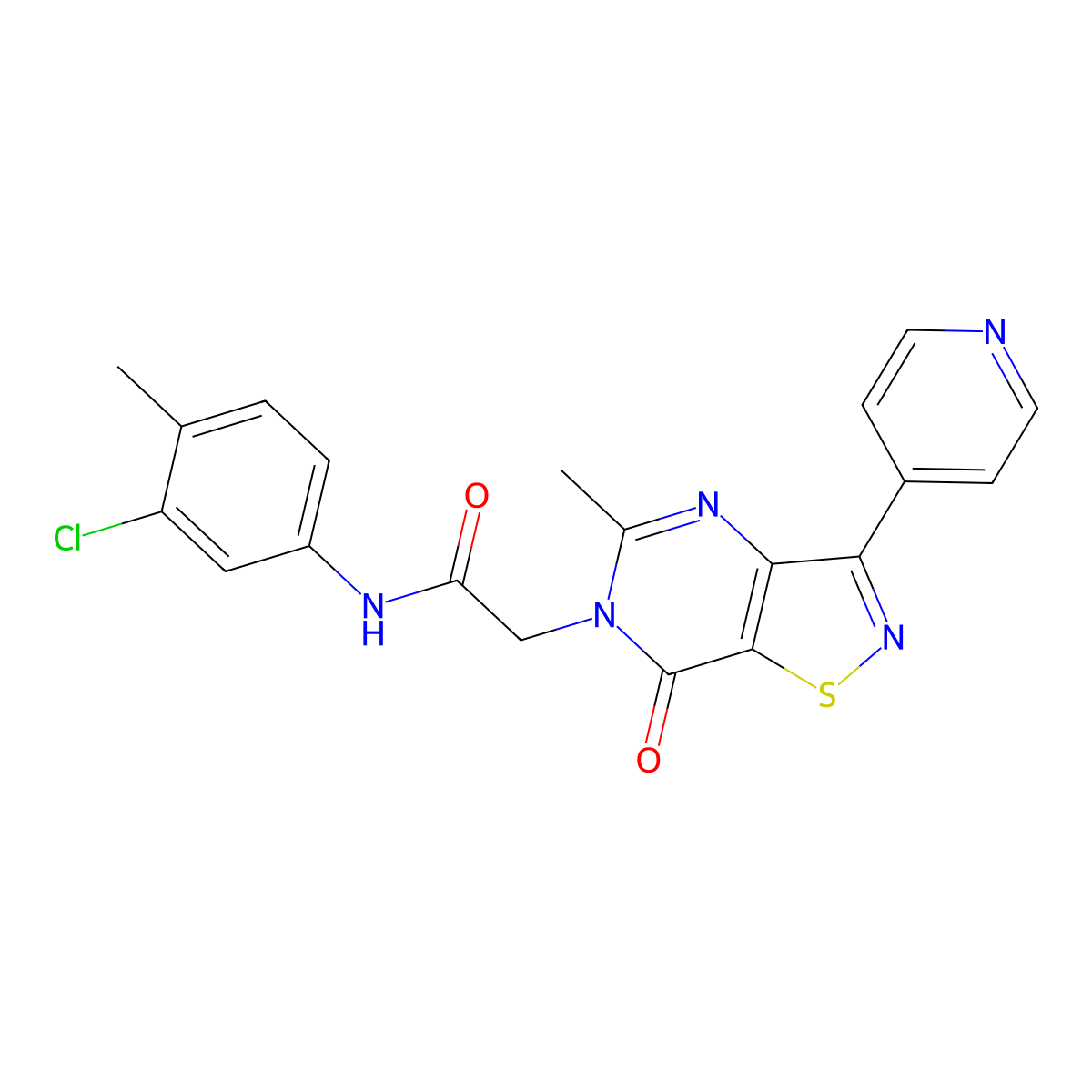 N-(3-chloro-4-methylphenyl)-2-[5-methyl-7-oxo-3-(pyridin-4-yl)-6H,7H-[1,2]thiazolo[4,5-d]pyrimidin-6-yl]acetamide molecular structure, CAS 1251549-46-8