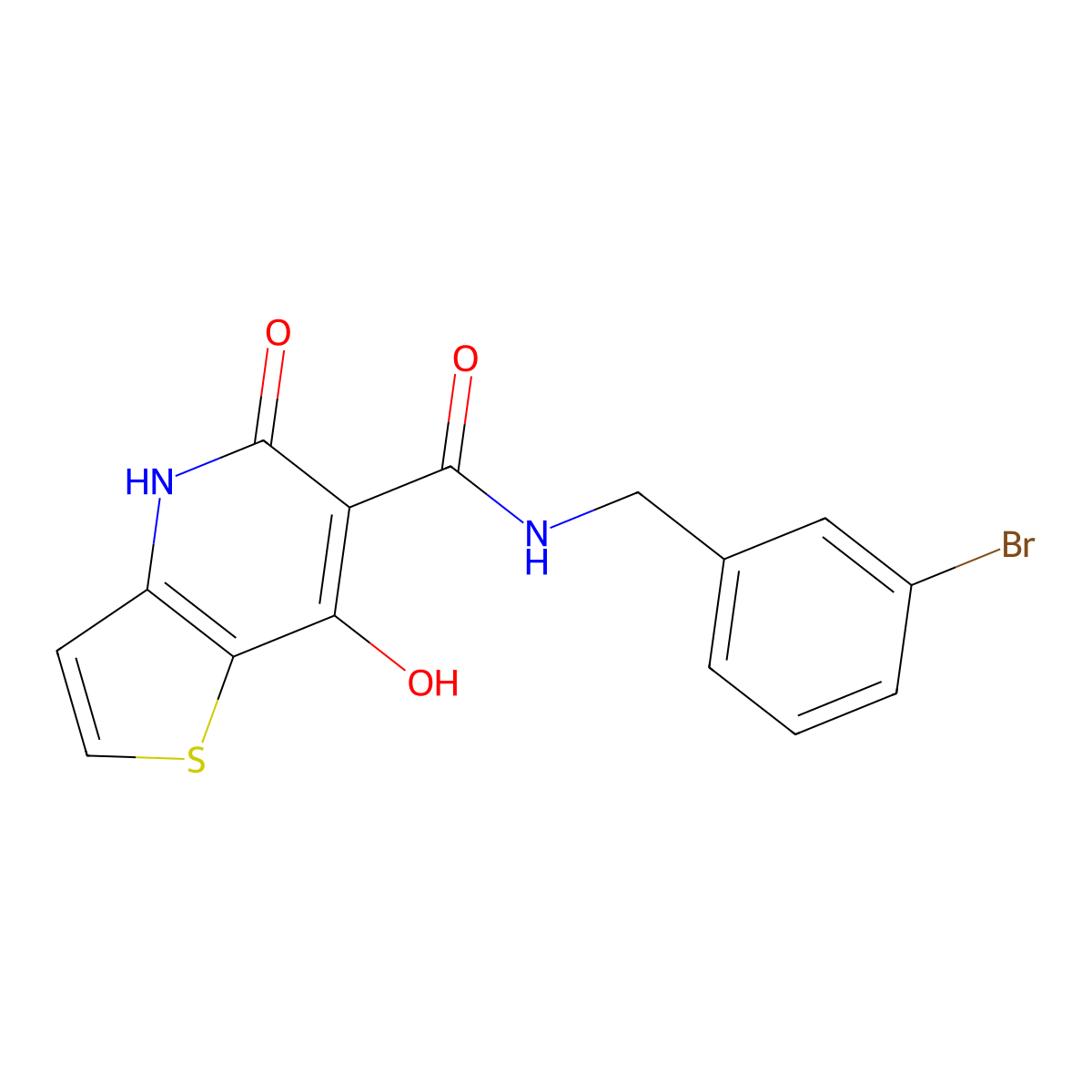 N-[(3-bromophenyl)methyl]-7-hydroxy-5-oxo-4H,5H-thieno[3,2-b]pyridine-6-carboxamide molecular structure, CAS 1251549-47-9