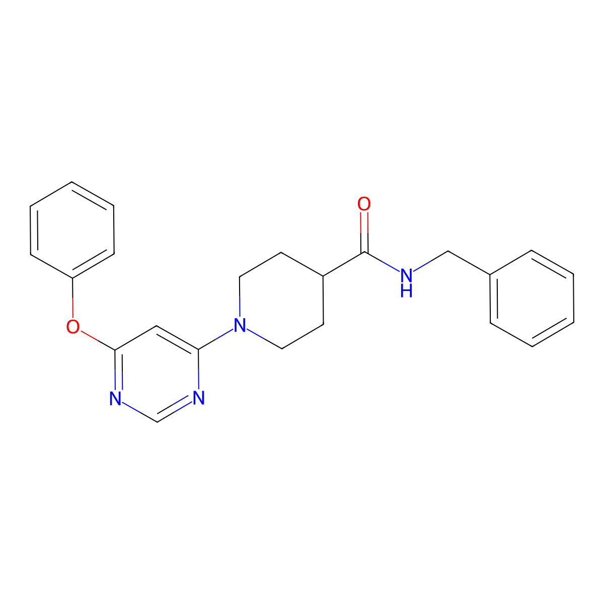 N-benzyl-1-(6-phenoxypyrimidin-4-yl)piperidine-4-carboxamide molecular structure, CAS 1251549-57-1