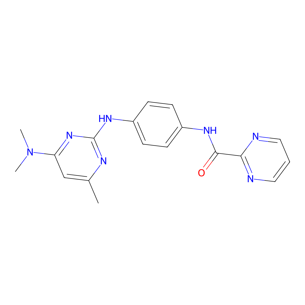 N-(4-{[4-(dimethylamino)-6-methylpyrimidin-2-yl]amino}phenyl)pyrimidine-2-carboxamide molecular structure, CAS 1251549-58-2
