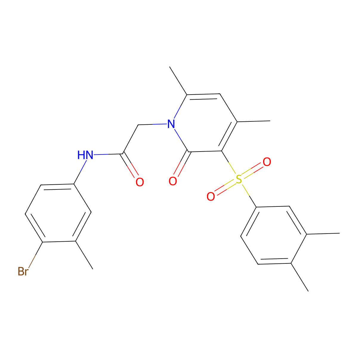 N-(4-bromo-3-methylphenyl)-2-(3-((3,4-dimethylphenyl)sulfonyl)-4,6-dimethyl-2-oxopyridin-1(2H)-yl)acetamide molecular structure, CAS 1251549-59-3