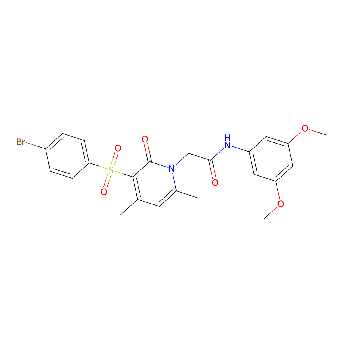 2-(3-((4-bromophenyl)sulfonyl)-4,6-dimethyl-2-oxopyridin-1(2H)-yl)-N-(3,5-dimethoxyphenyl)acetamide molecular structure, CAS 1251549-70-8