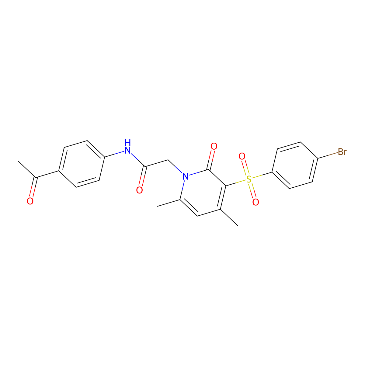 N-(4-acetylphenyl)-2-(3-((4-bromophenyl)sulfonyl)-4,6-dimethyl-2-oxopyridin-1(2H)-yl)acetamide molecular structure, CAS 1251549-75-3