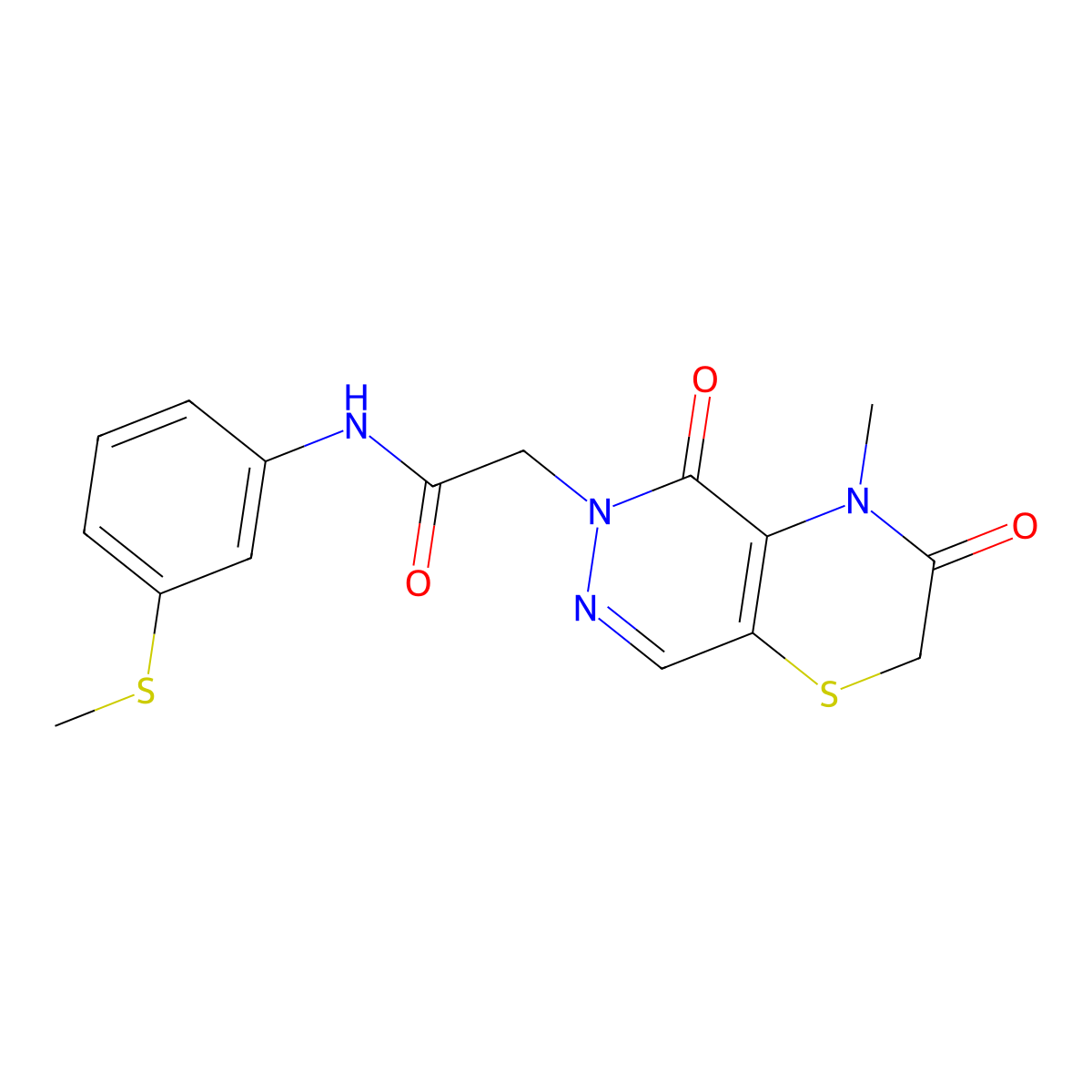 2-{4-methyl-3,5-dioxo-2H,3H,4H,5H,6H-pyridazino[4,5-b][1,4]thiazin-6-yl}-N-[3-(methylsulfanyl)phenyl]acetamide molecular structure, CAS 1251549-79-7
