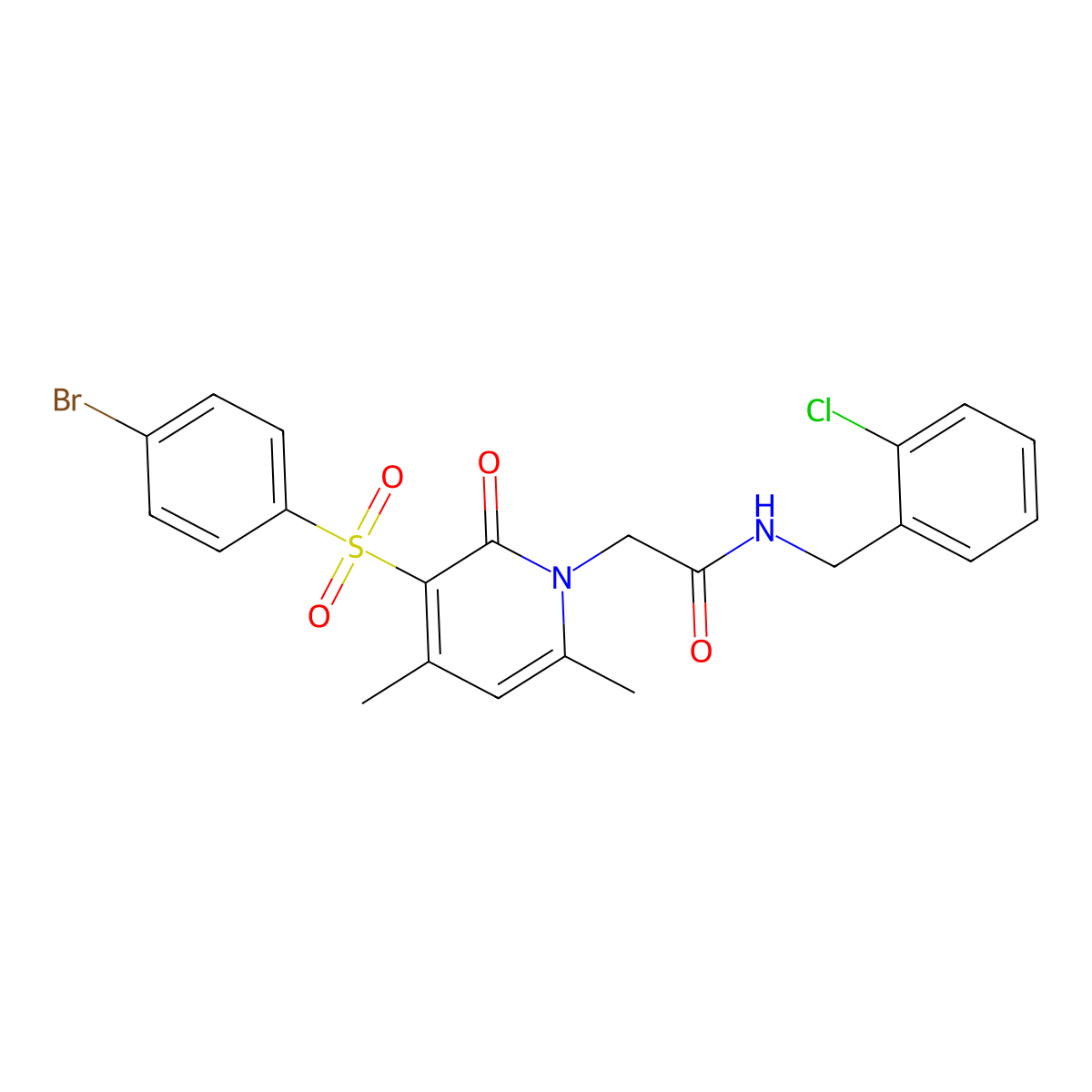 2-(3-((4-bromophenyl)sulfonyl)-4,6-dimethyl-2-oxopyridin-1(2H)-yl)-N-(2-chlorobenzyl)acetamide molecular structure, CAS 1251549-81-1