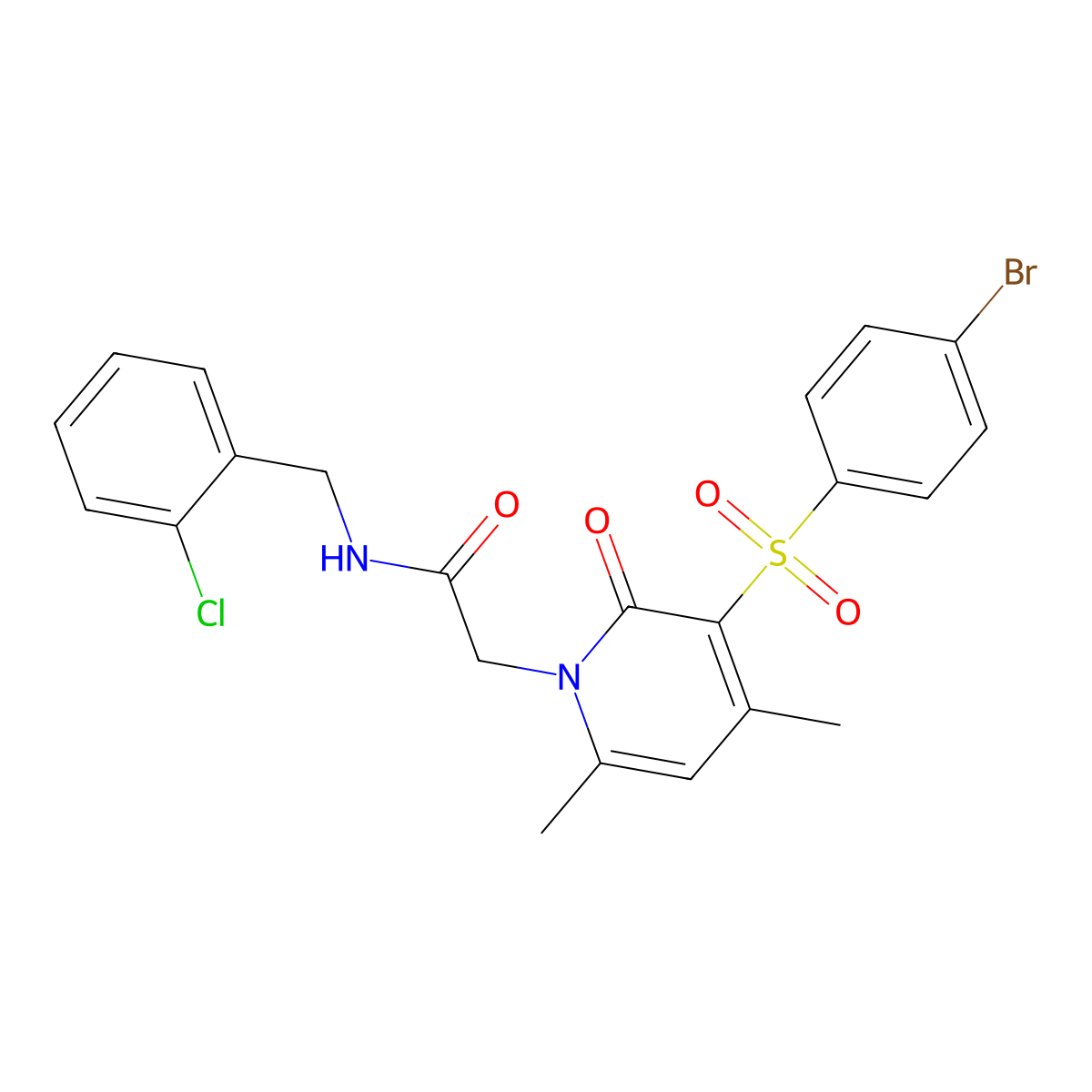 2-(3-((4-bromophenyl)sulfonyl)-4,6-dimethyl-2-oxopyridin-1(2H)-yl)-N-(2-chlorobenzyl)acetamide molecular structure, CAS 1251549-81-1