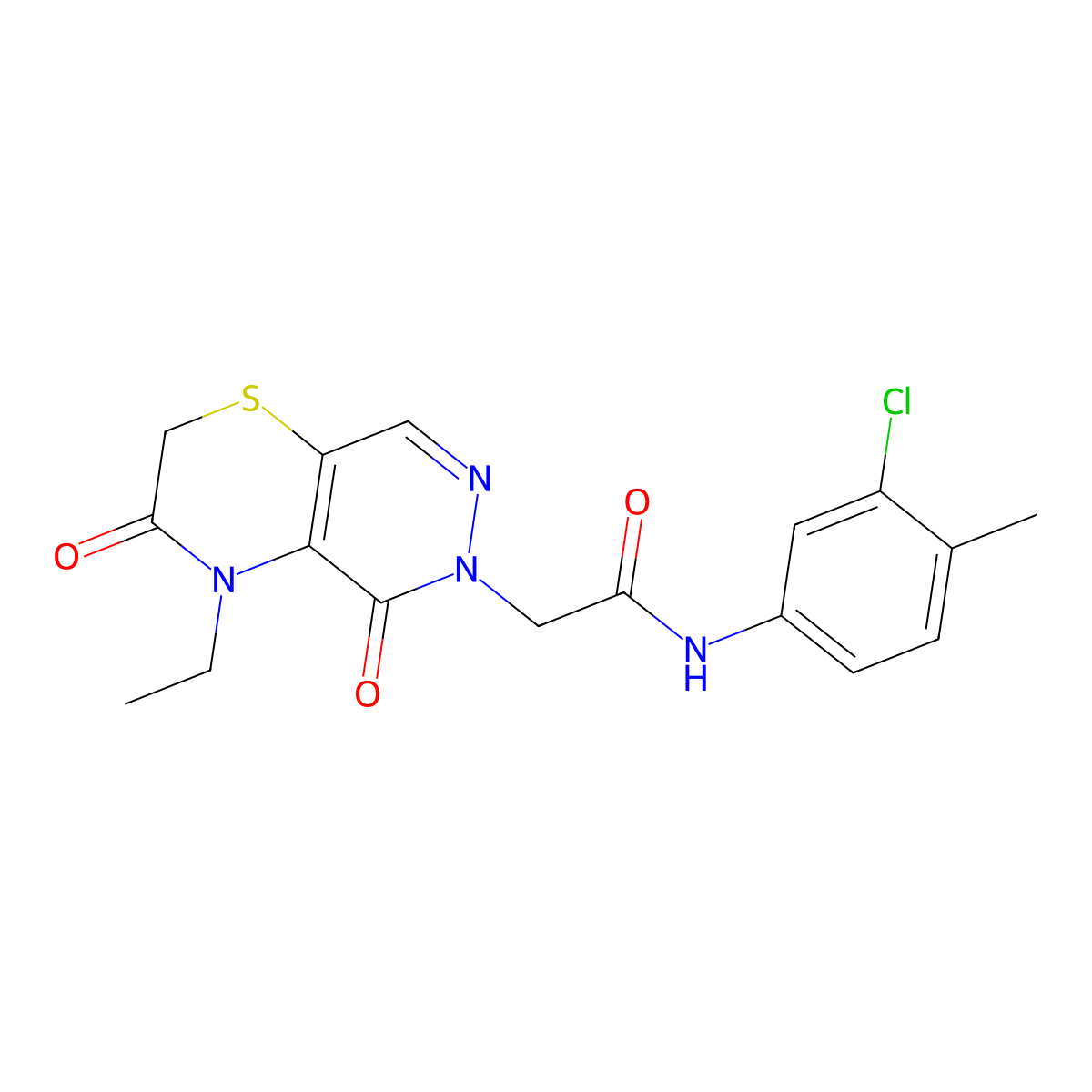 N-(3-chloro-4-methylphenyl)-2-(4-ethyl-3,5-dioxo-3,4-dihydro-2H-pyridazino[4,5-b][1,4]thiazin-6(5H)-yl)acetamide molecular structure, CAS 1251549-85-5