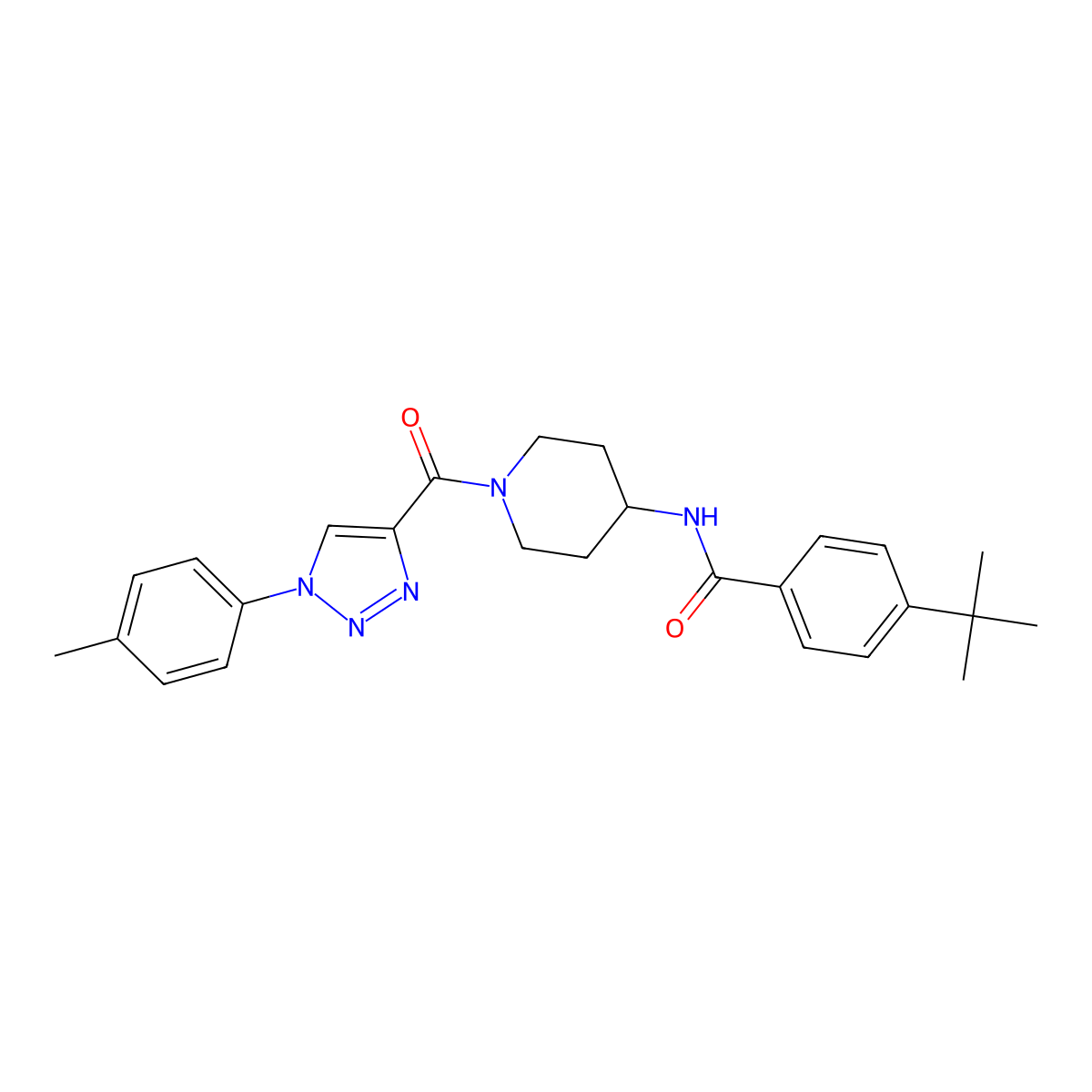 4-(tert-butyl)-N-(1-(1-(p-tolyl)-1H-1,2,3-triazole-4-carbonyl)piperidin-4-yl)benzamide molecular structure, CAS 1251549-90-2