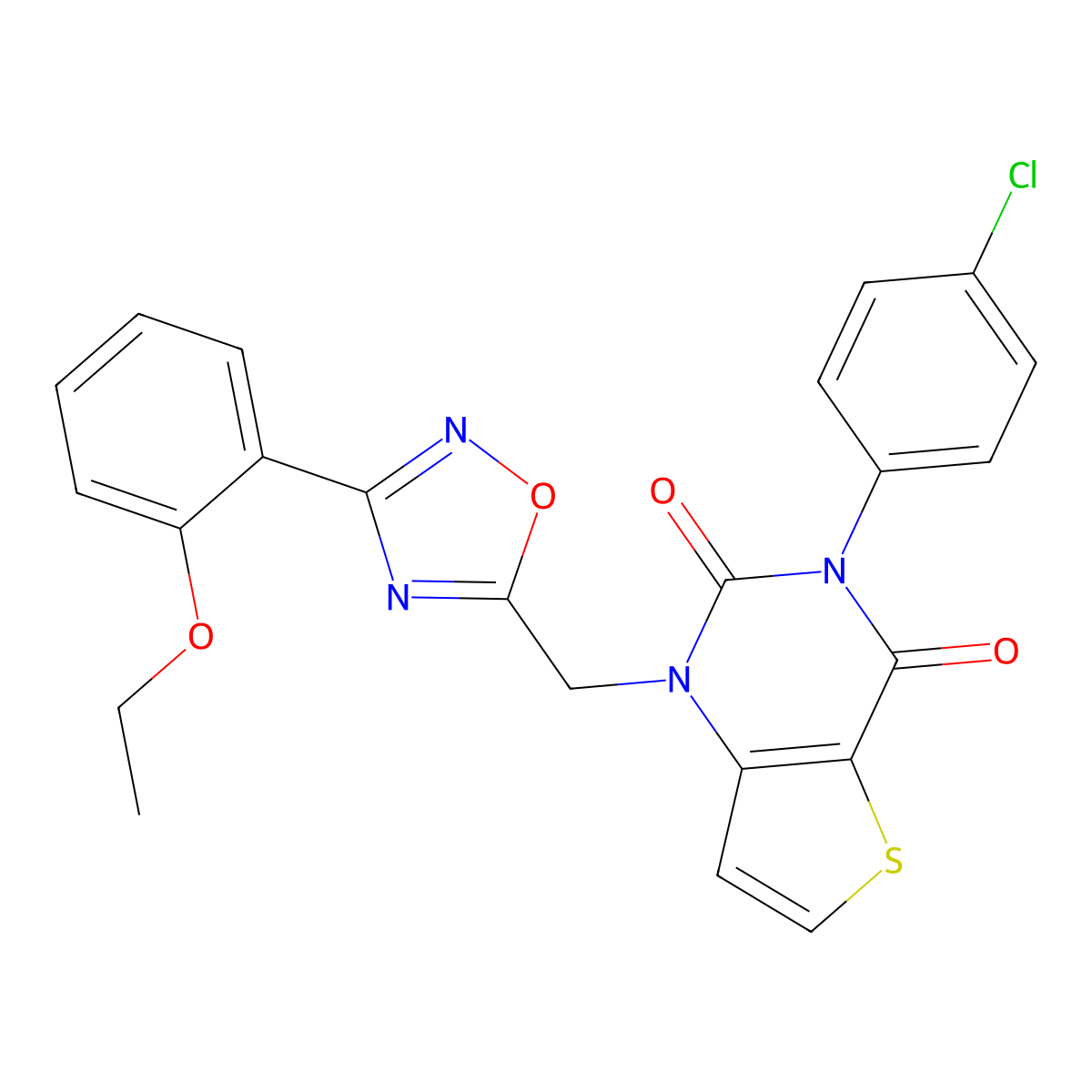 3-(4-chlorophenyl)-1-{[3-(2-ethoxyphenyl)-1,2,4-oxadiazol-5-yl]methyl}-1H,2H,3H,4H-thieno[3,2-d]pyrimidine-2,4-dione molecular structure, CAS 1251549-91-3