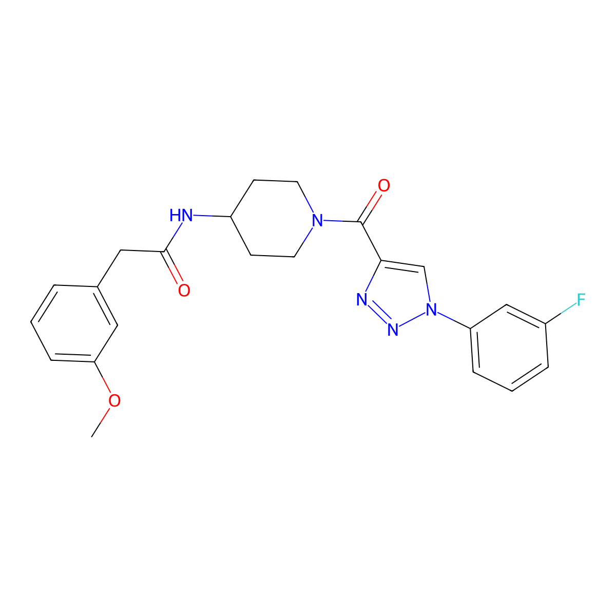 N-(1-(1-(3-fluorophenyl)-1H-1,2,3-triazole-4-carbonyl)piperidin-4-yl)-2-(3-methoxyphenyl)acetamide molecular structure, CAS 1251549-98-0