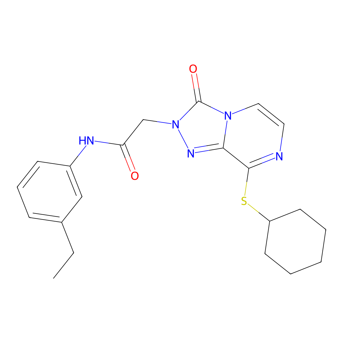 2-[8-(cyclohexylsulfanyl)-3-oxo-2H,3H-[1,2,4]triazolo[4,3-a]pyrazin-2-yl]-N-(3-ethylphenyl)acetamide molecular structure, CAS 1251549-99-1