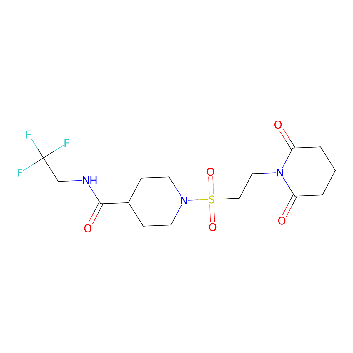 1-((2-(2,6-dioxopiperidin-1-yl)ethyl)sulfonyl)-N-(2,2,2-trifluoroethyl)piperidine-4-carboxamide molecular structure, CAS 1251550-05-6