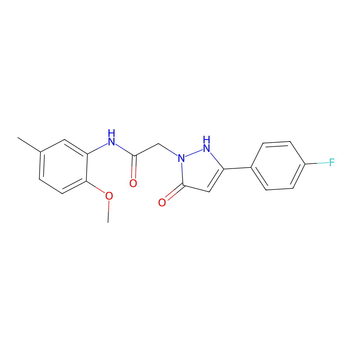 2-[3-(4-fluorophenyl)-5-oxo-2,5-dihydro-1H-pyrazol-1-yl]-N-(2-methoxy-5-methylphenyl)acetamide molecular structure, CAS 1251550-09-0