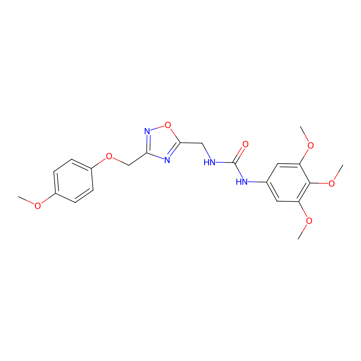1-((3-((4-Methoxyphenoxy)methyl)-1,2,4-oxadiazol-5-yl)methyl)-3-(3,4,5-trimethoxyphenyl)urea molecular structure, CAS 1251550-11-4