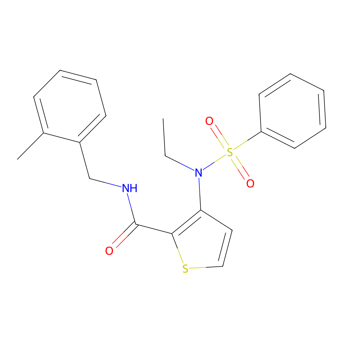 3-(N-ethylbenzenesulfonamido)-N-[(2-methylphenyl)methyl]thiophene-2-carboxamide molecular structure, CAS 1251550-12-5