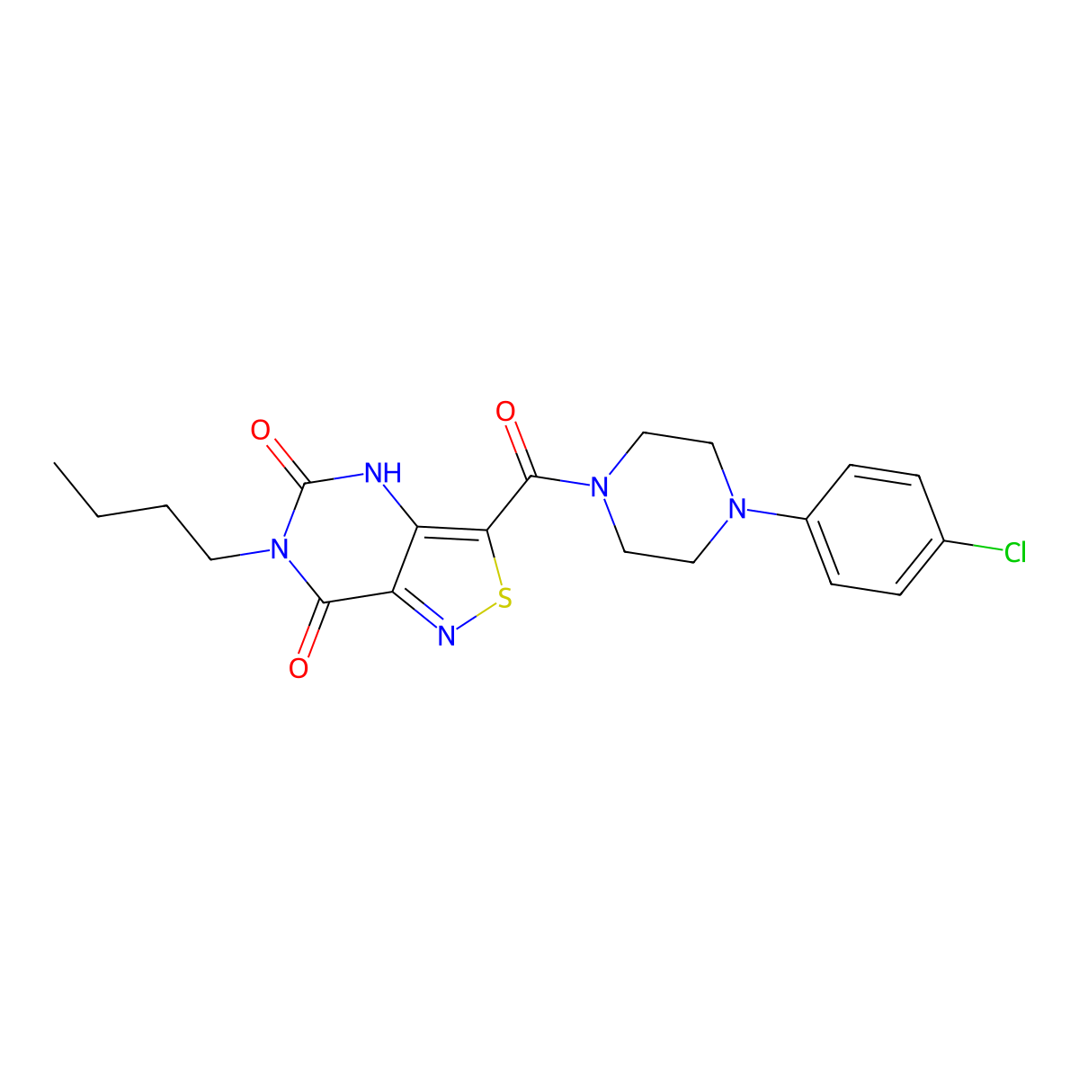 6-butyl-3-{[4-(4-chlorophenyl)piperazino]carbonyl}isothiazolo[4,3-d]pyrimidine-5,7(4H,6H)-dione molecular structure, CAS 1251550-19-2