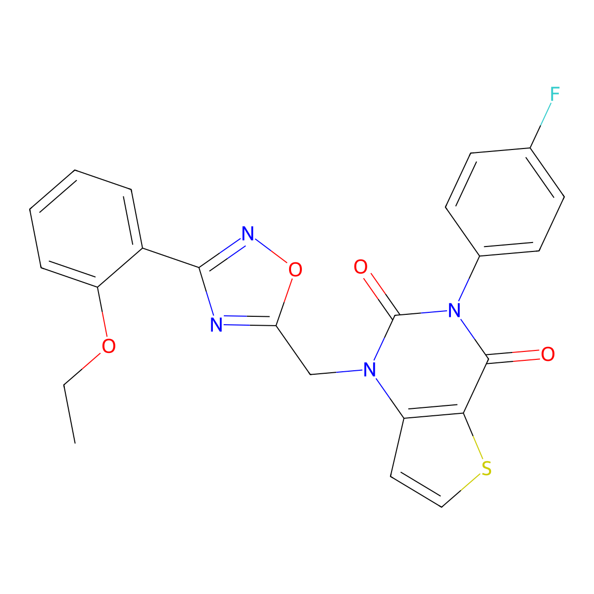 1-((3-(2-ethoxyphenyl)-1,2,4-oxadiazol-5-yl)methyl)-3-(4-fluorophenyl)thieno[3,2-d]pyrimidine-2,4(1H,3H)-dione molecular structure, CAS 1251550-23-8